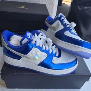 Nike Air Force 1 Royal Blue and White Shoes